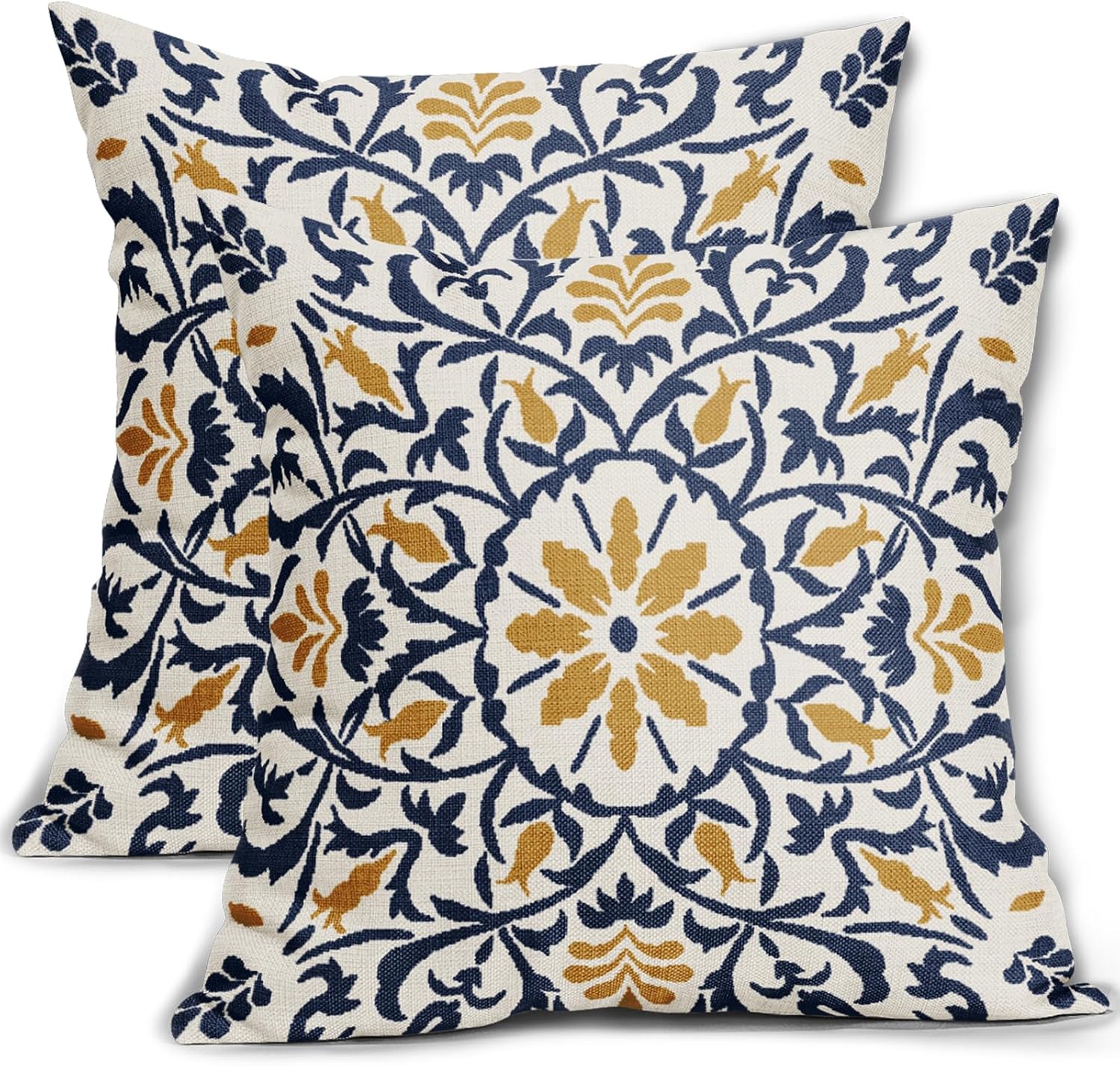 Linen Boho Black Pillow Cover — 18" — 16" x 16" (Pack of 2)