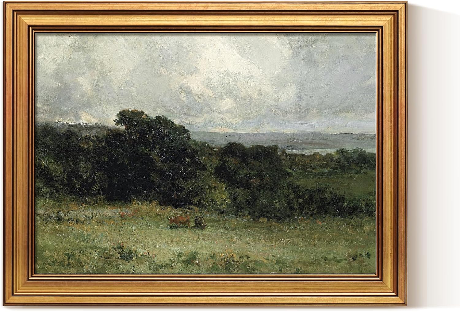 Framed Luxe Brown Canvas Wall Art — 16" — Pleasant Pastures
