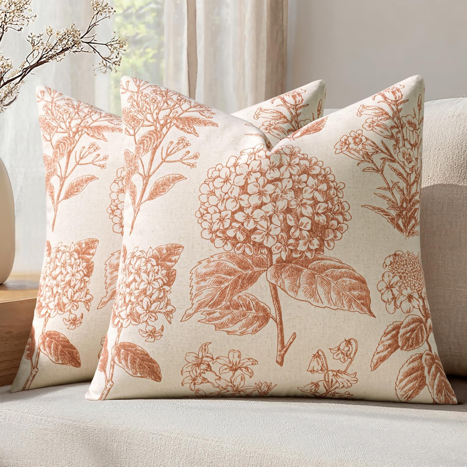 Vintage Boho Beige Pillow Cover — 20" — 20" x 20" (Pack of 2)