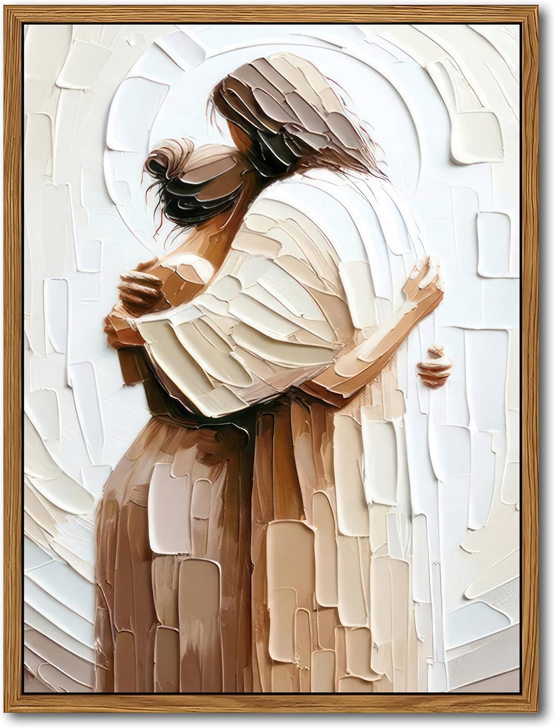 Framed Pink Canvas Wall Art — 16" — Floating frame Jesus protects