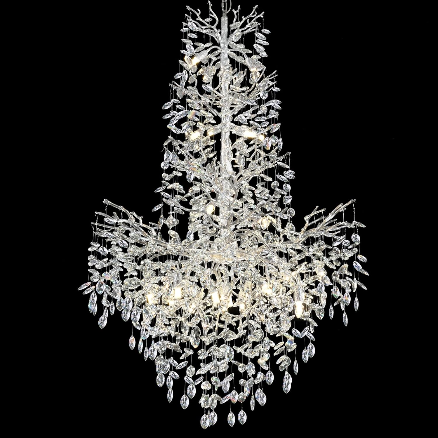 Rectangular Luxe Black Chandelier — 16-Light — Silver