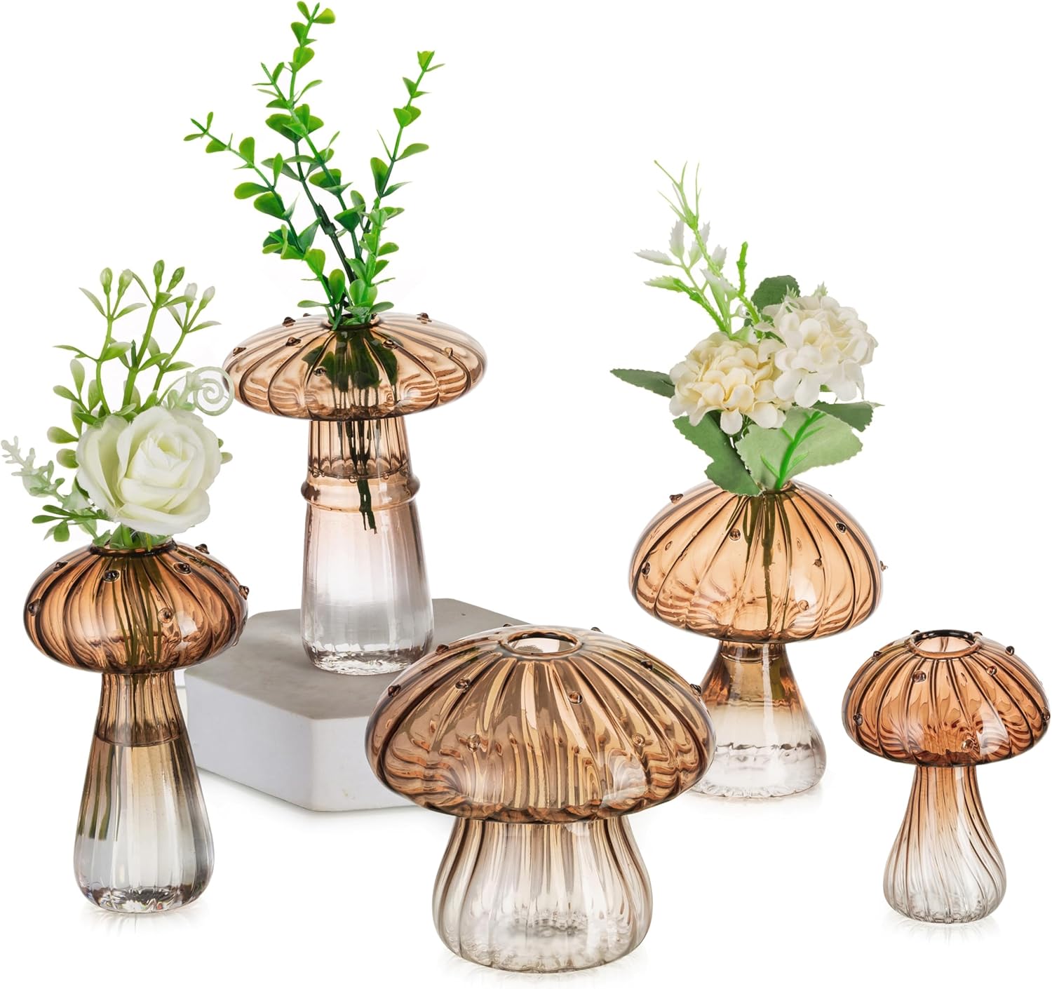Orange Flower Vase — Set of 10 — Amber