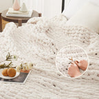 Knit Beige Throw Pillow — 50" - View 3