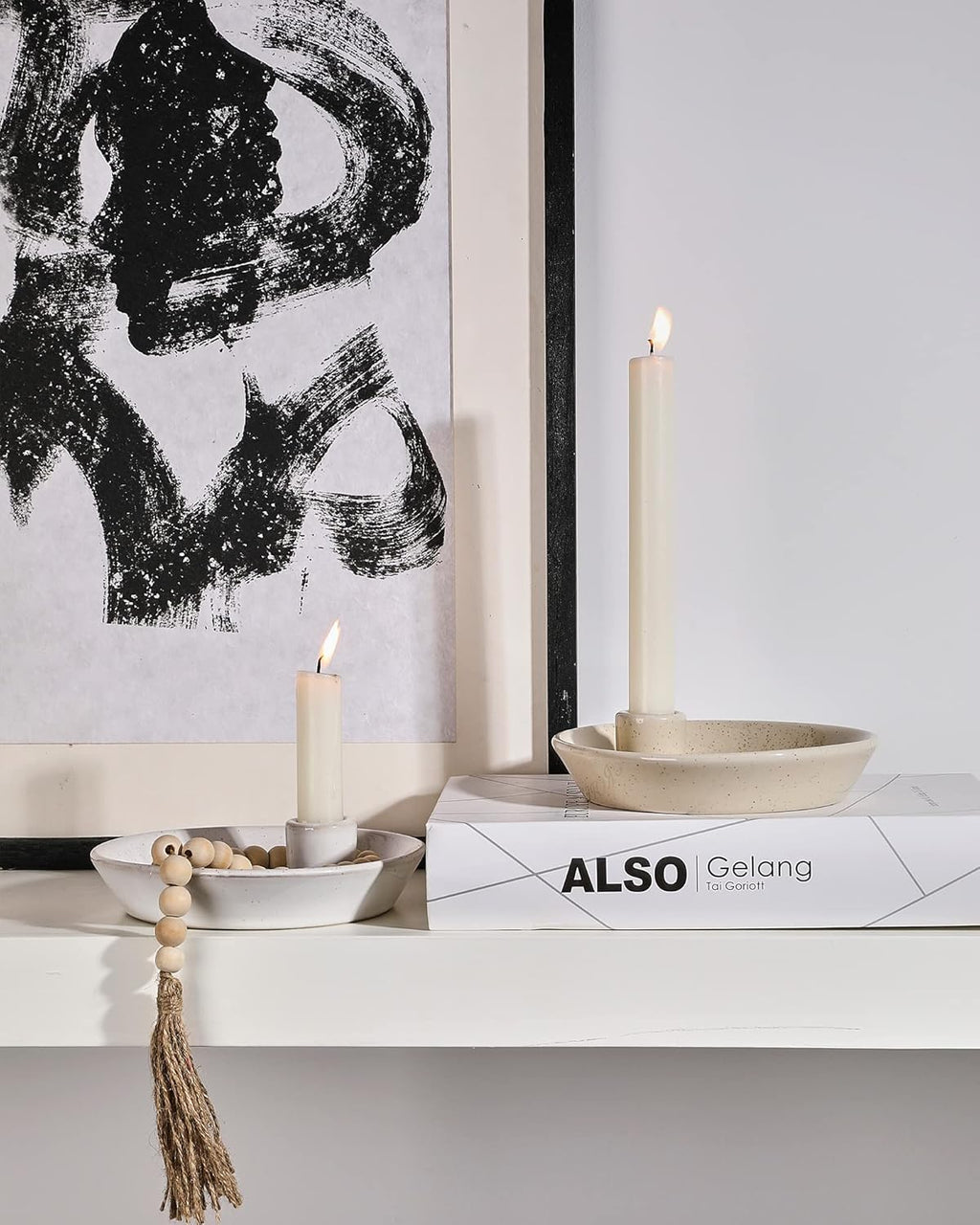 Round Boho White Candle - View 3