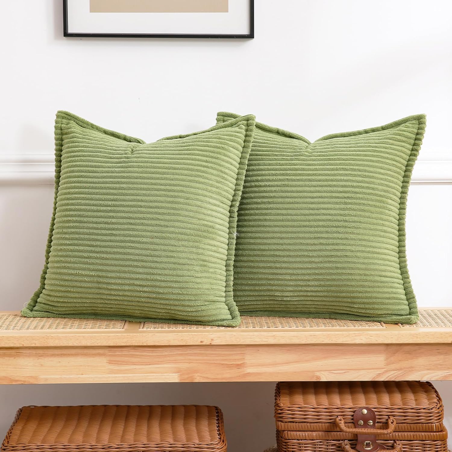 Boho Beige Throw Pillow Cover — 18" — 20" x 20" (Pack of 2)