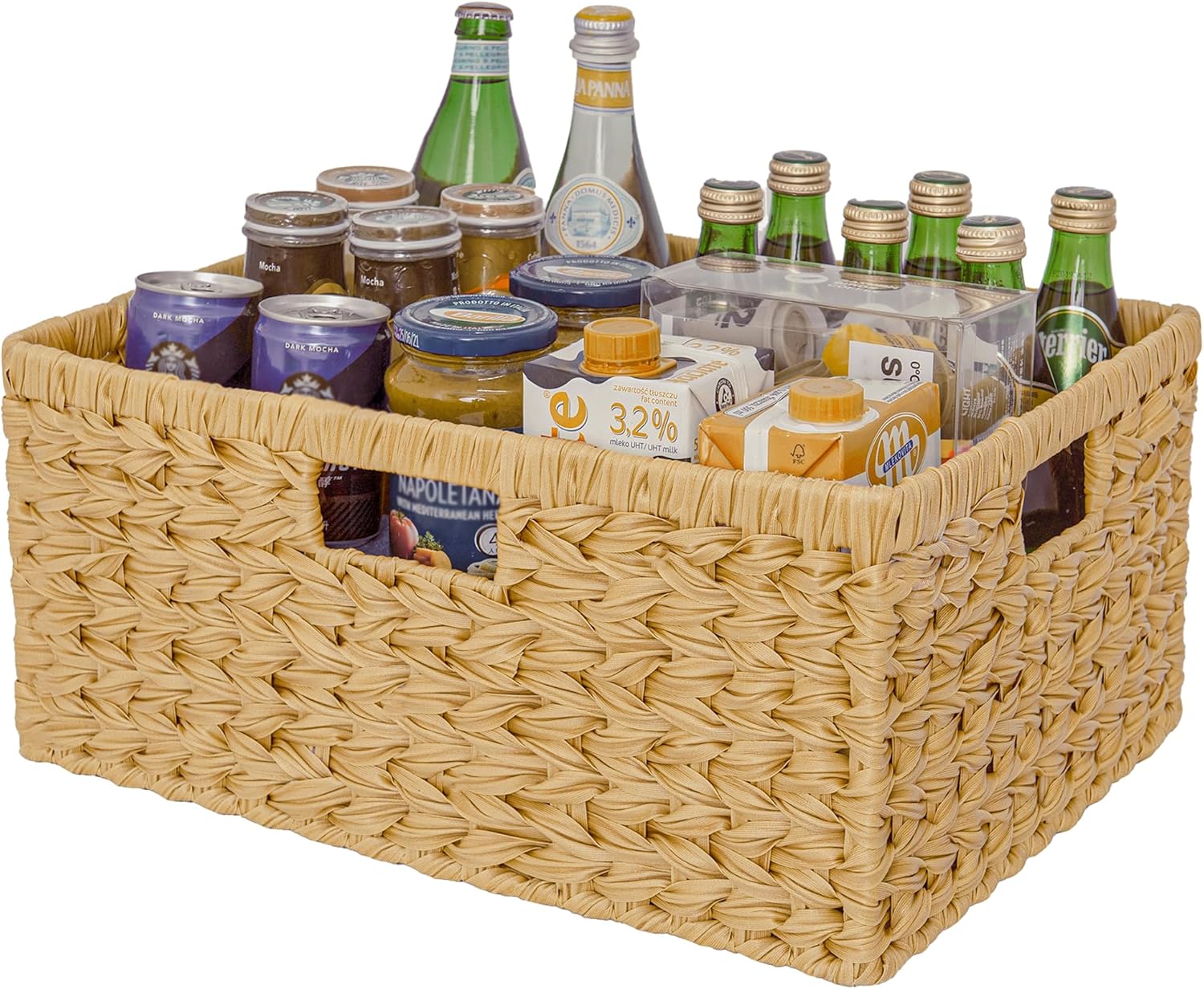 Boho Beige Woven Basket — 13" — 16 ½"L x 13"W x 7 ½"H