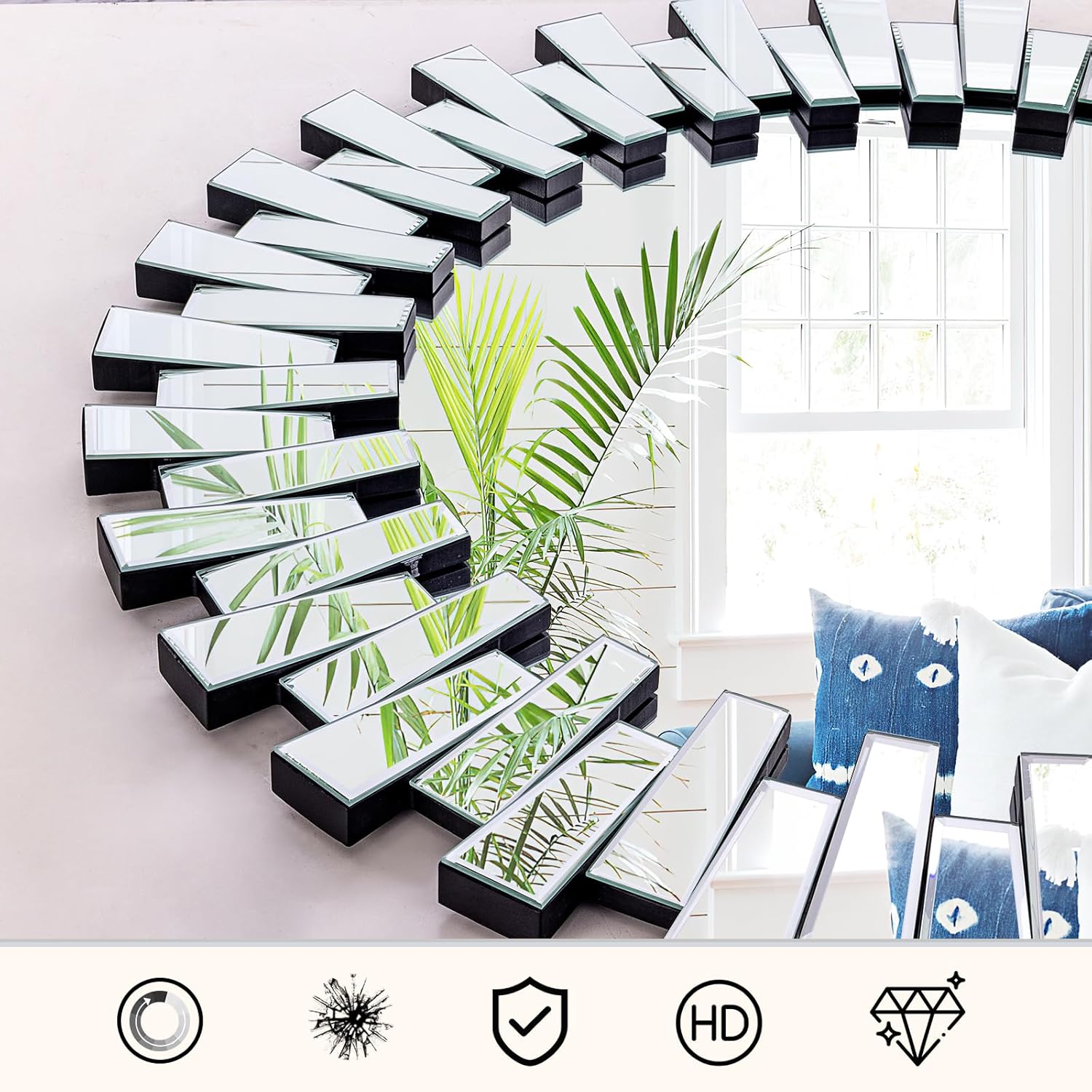 Beveled Modern Glass Round Mirror — 32" - View 3