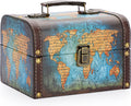 Wood Storage Basket — Green Map Pattern