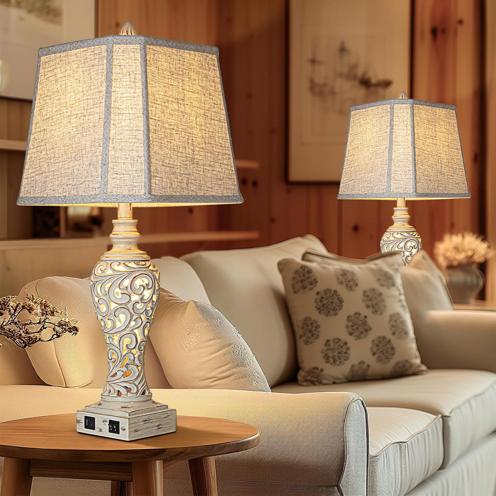 USB Beige Bedside Lamp — 28.5" - View 6