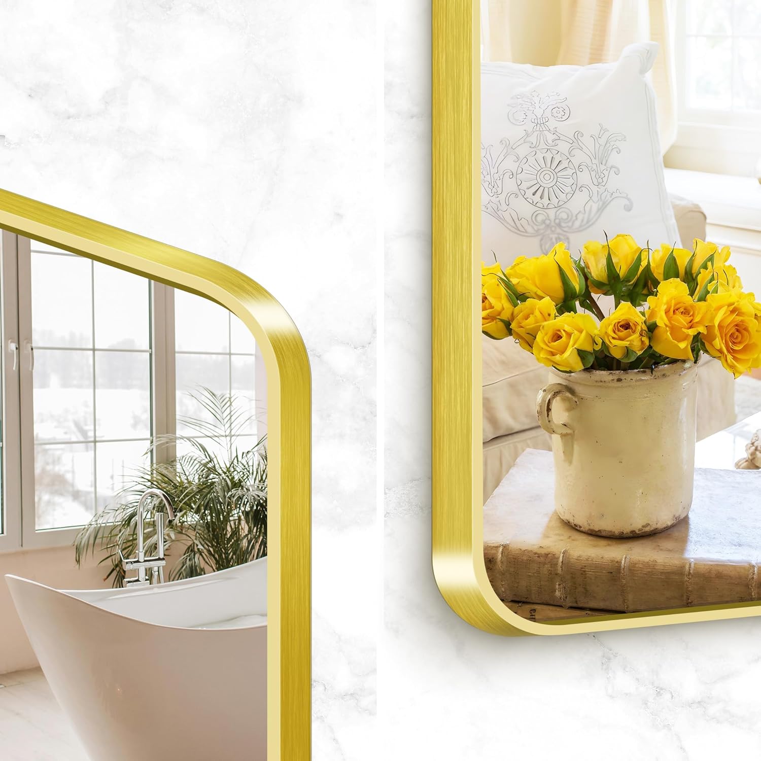 Round Luxe Beige Wall Mirror — 60" - View 5