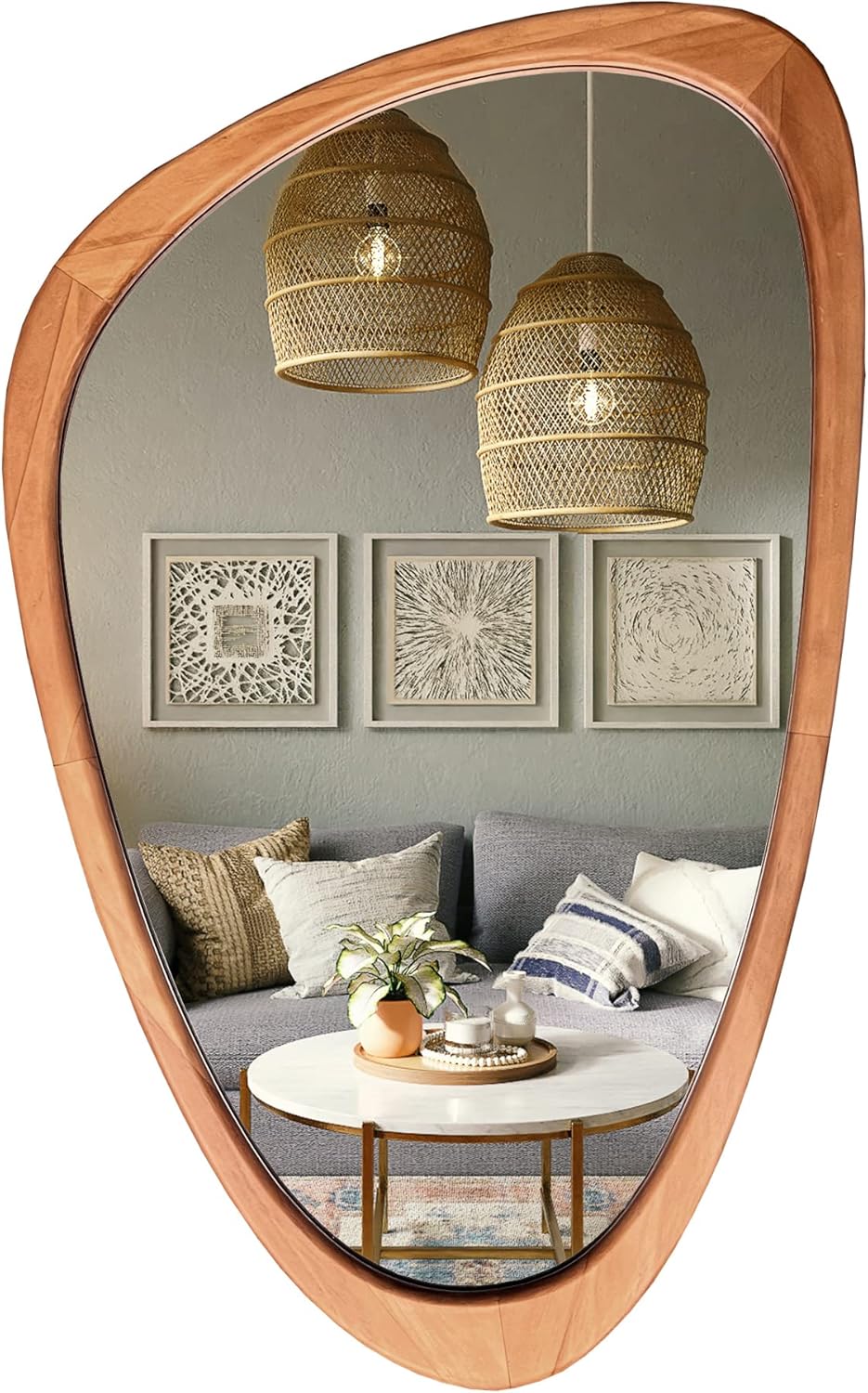 Luxe Black Wall Mirror — 28" — Walnut