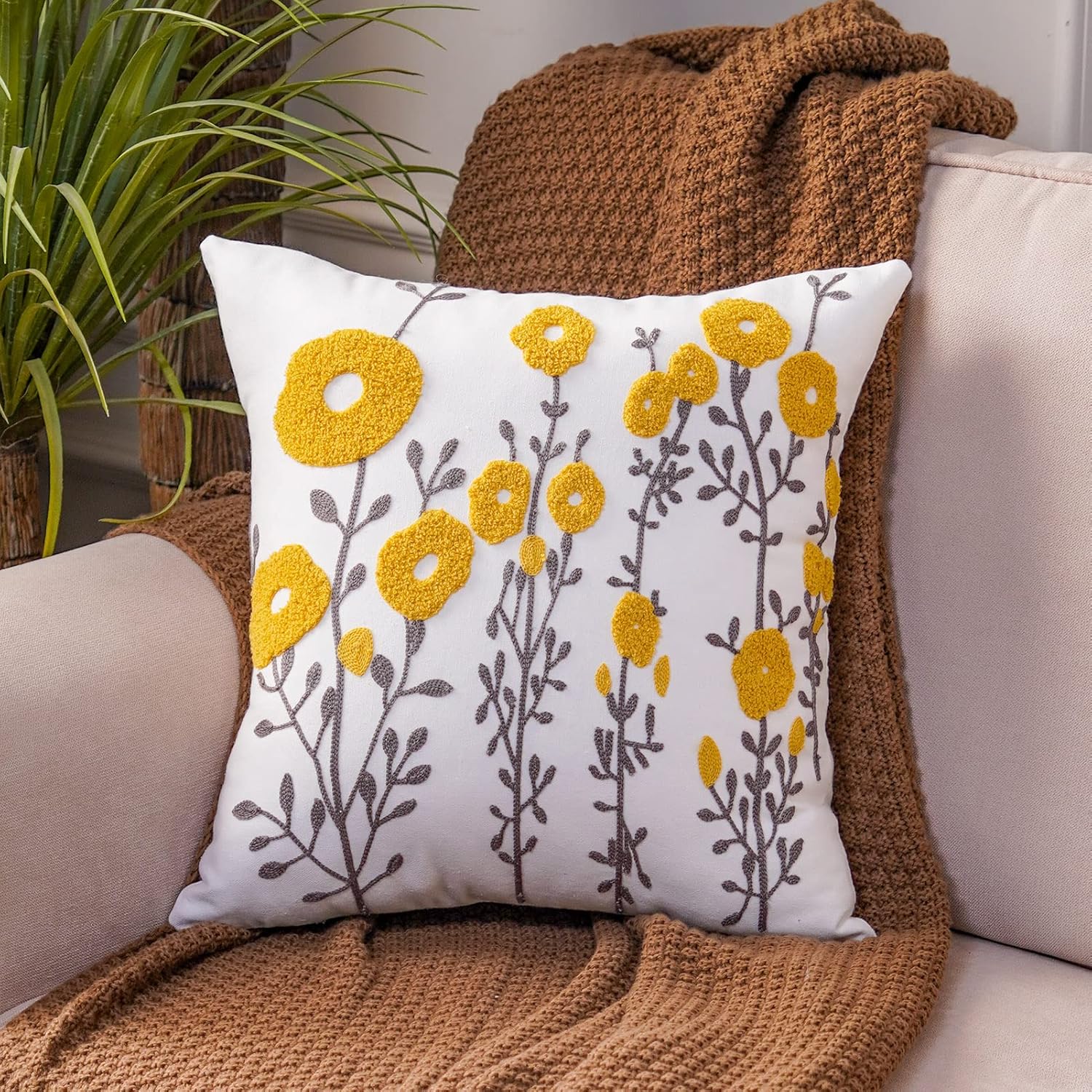Rectangular Boho Yellow Pillow Cover — 20" — Yellow 01