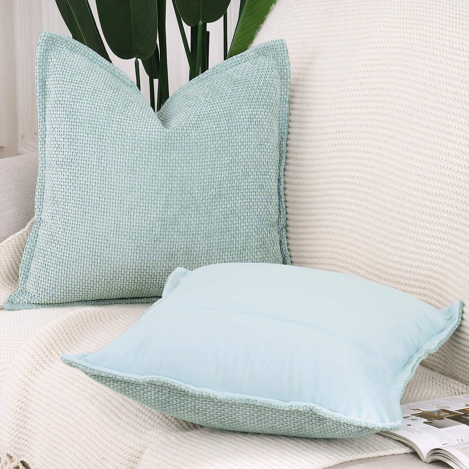 Velvet Boho Beige Throw Pillow Cover — 18" - View 2