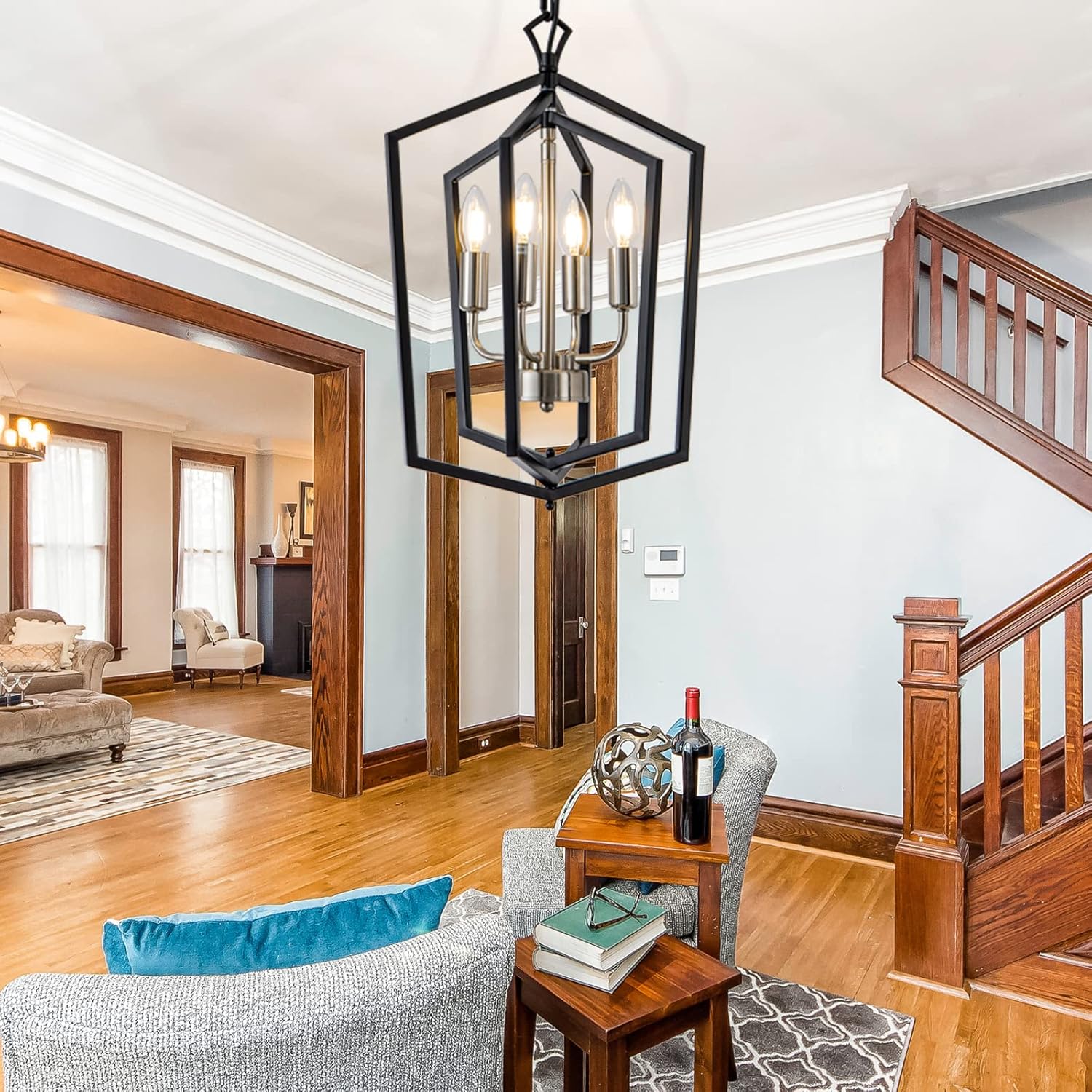 Farmhouse Black Chandelier — 4-Light - View 7