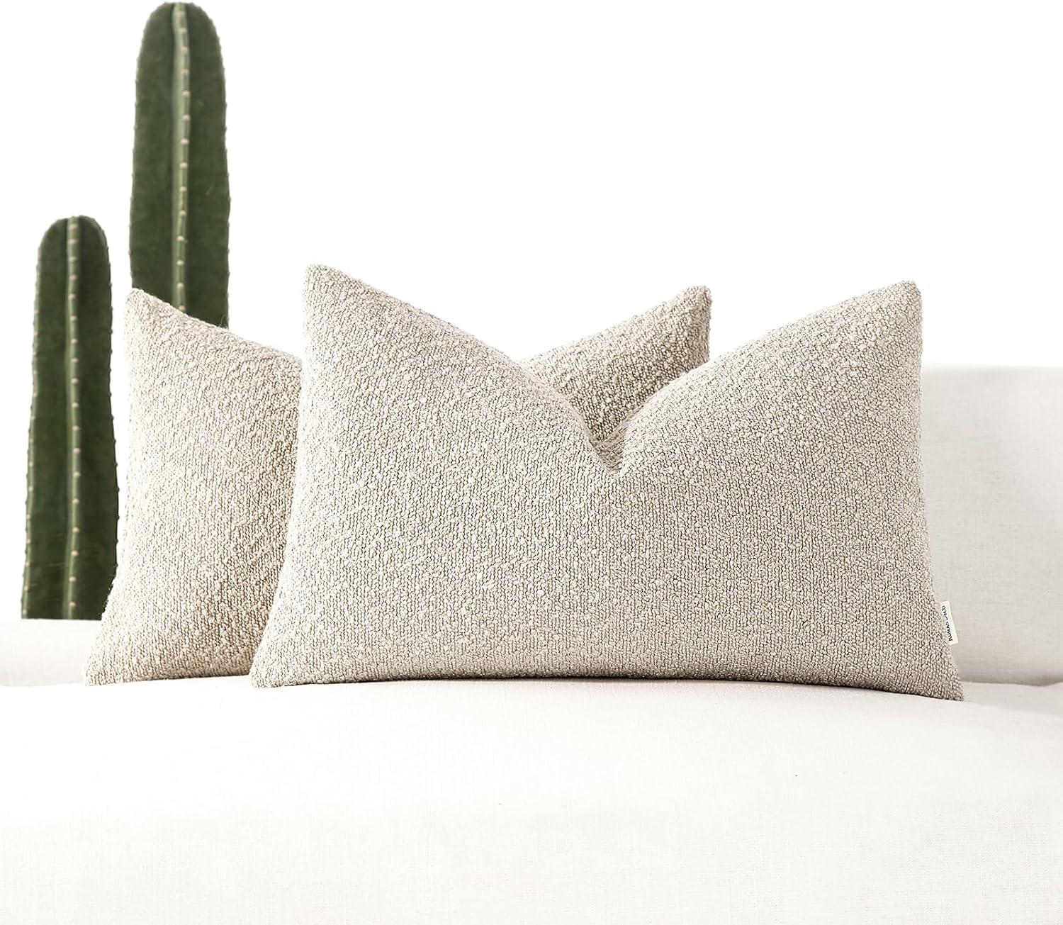 Boucle Beige Throw Pillow Cover — 22" — Beige