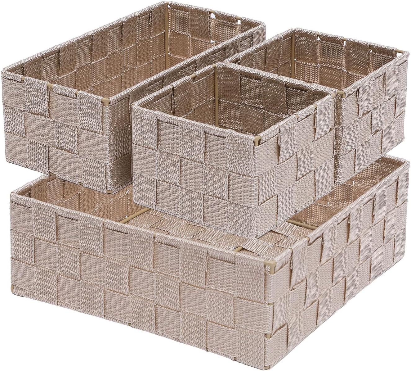 Boho Beige Storage Bin — Set of 7 — 4PCS-without lid