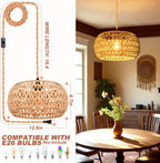 Boho Rattan Ceiling Light — 6" - View 4