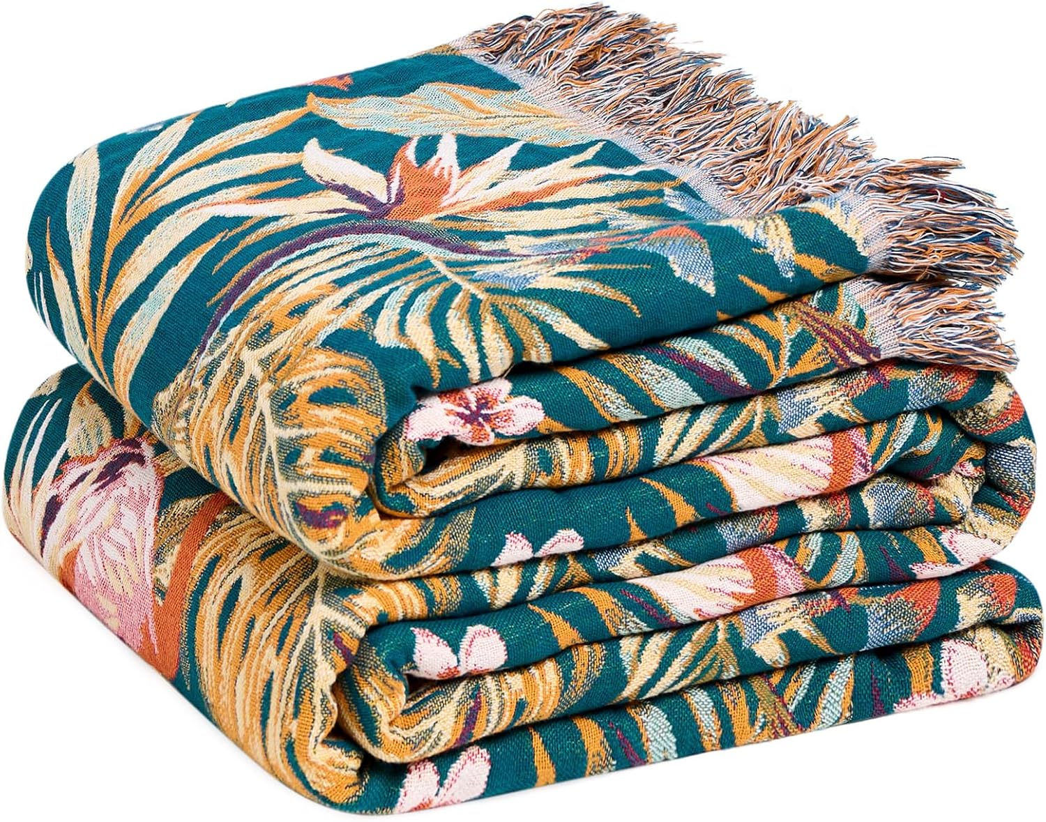 Boho Blue Throw Pillow — 50" — Forest Green