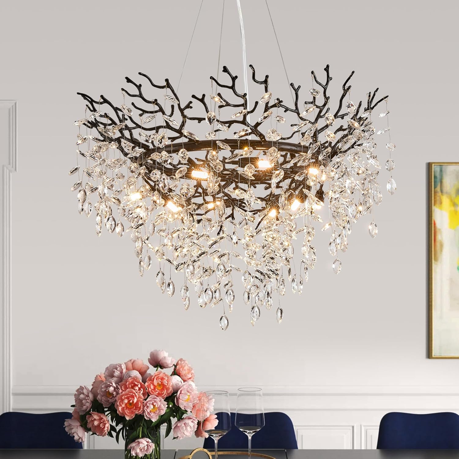 Round Luxe Black Chandelier — 6-Light — 31.5" Round