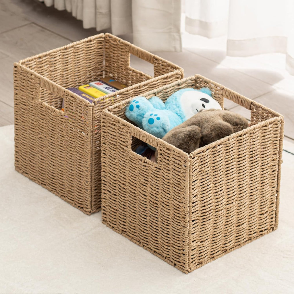 Handwoven Boho Beige Storage Basket — 13" - View 6