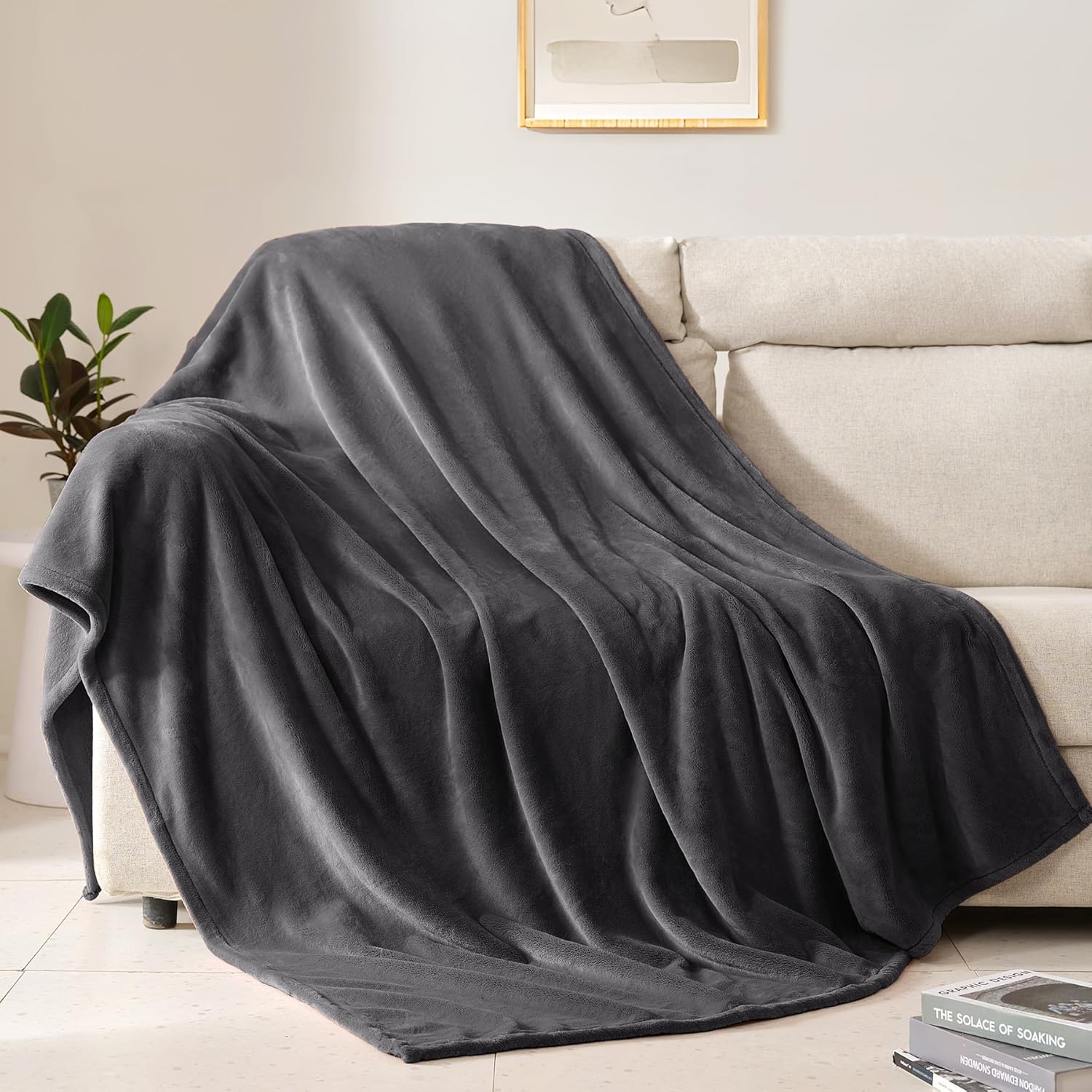 Luxe Blue Throw Pillow — 50" — Graphite