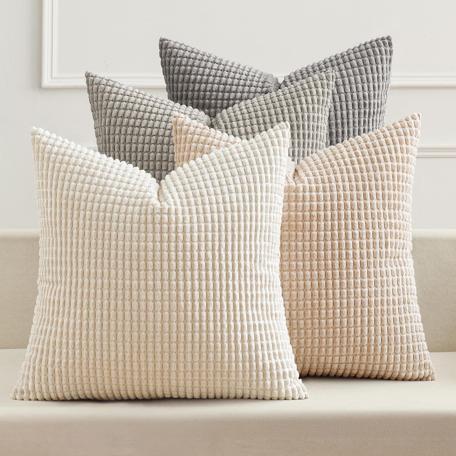 Boho Beige Pillow Cover — 18" — 18" x 18" (Pack of 4)