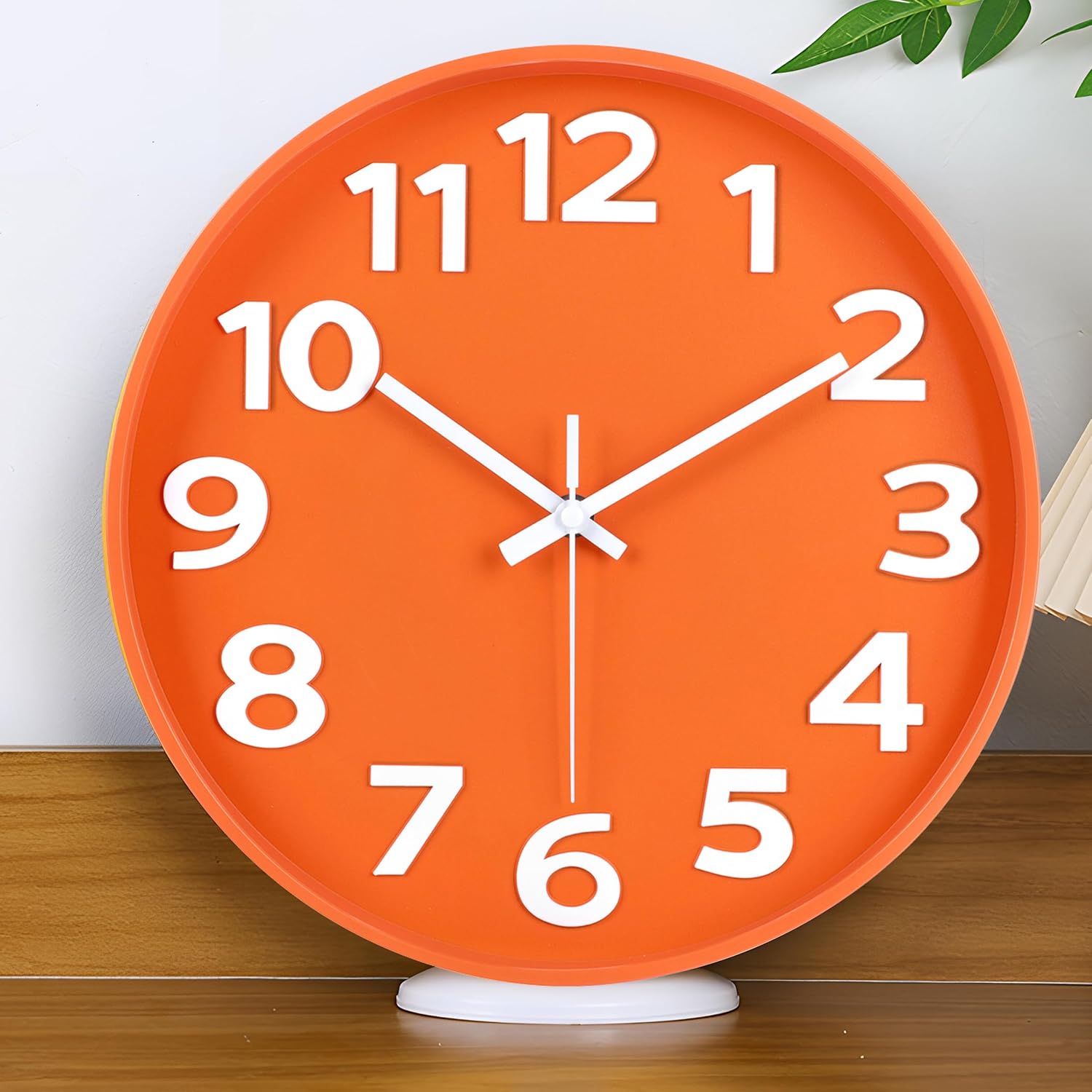 Modern Black Wall Clock — 12" — 12''orange