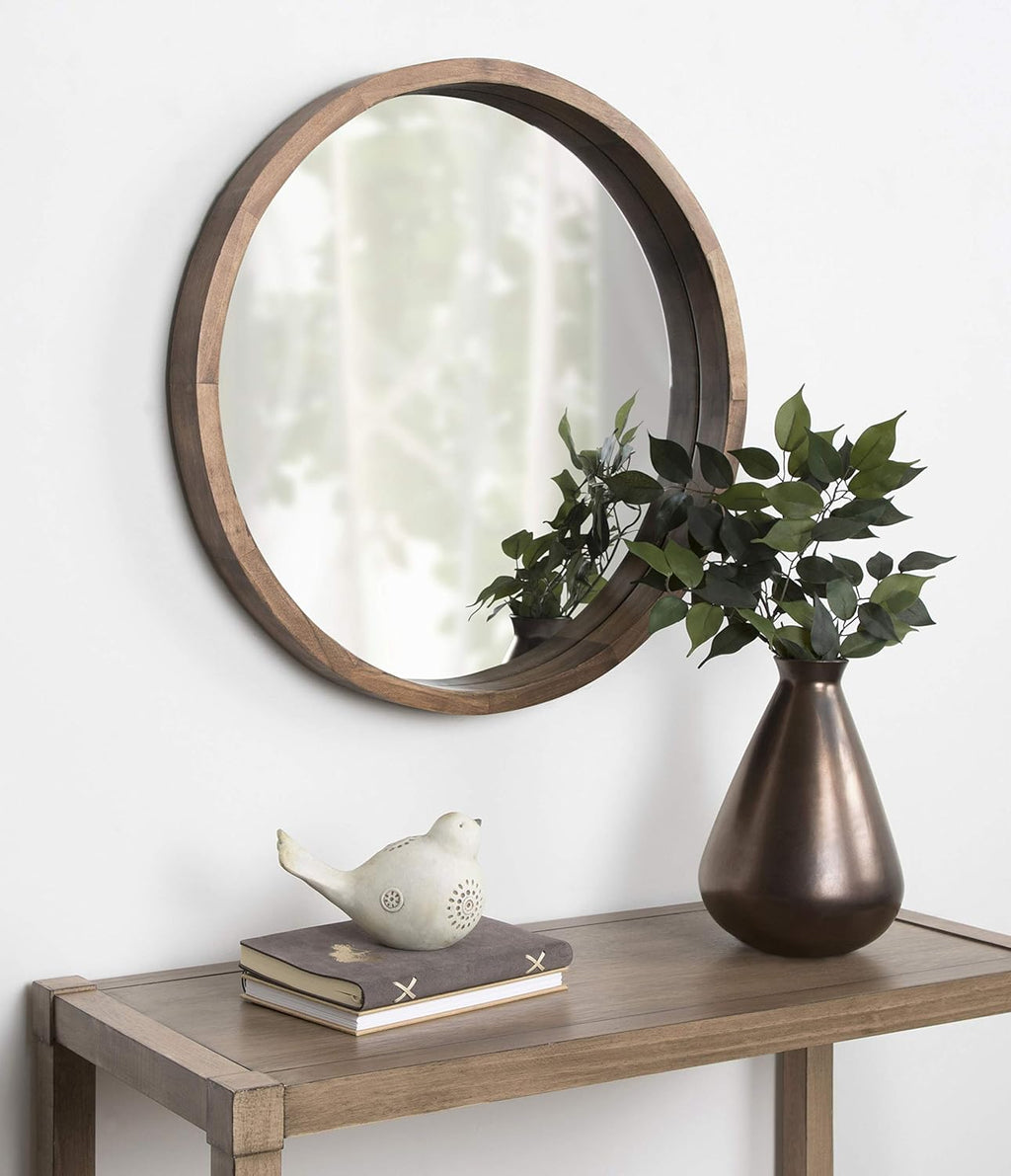 Round Farmhouse Beige Wall Mirror — 22" - View 4