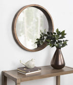 Round Farmhouse Beige Wall Mirror — 22" - View 4