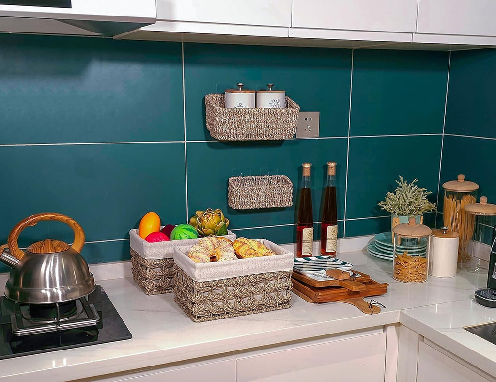 Rectangular Boho Beige Storage Basket — Set of 3 - View 6