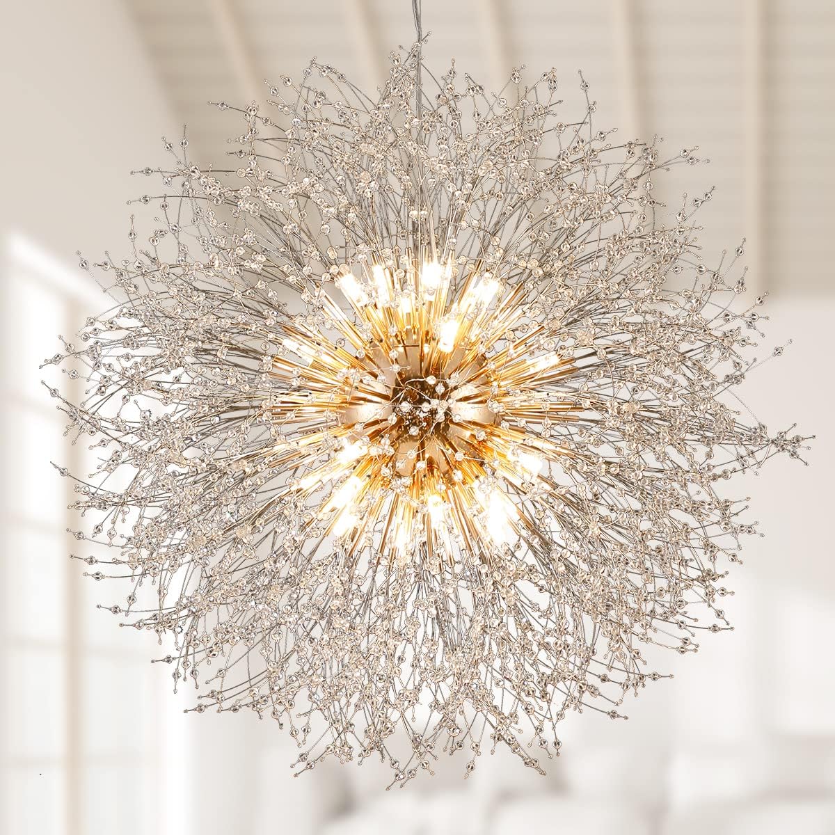 Luxe Metal Chandelier — 12-Light — Gold - Dia31.4in