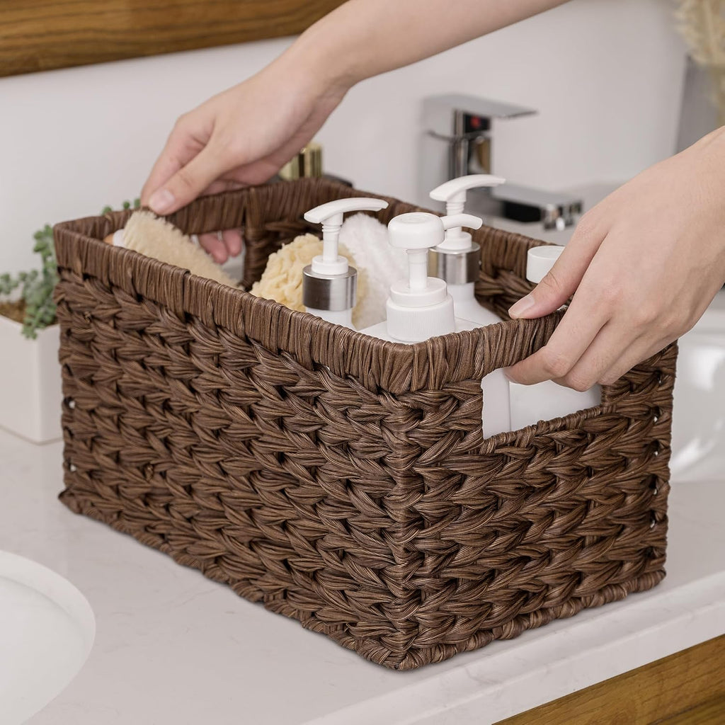 Boho Beige Woven Basket — 13" - View 5