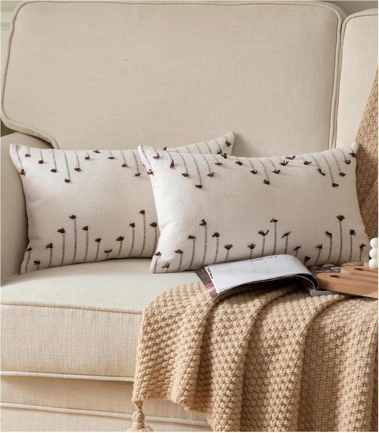 Boho Beige Throw Pillow Cover — 20" — Coffee Beige