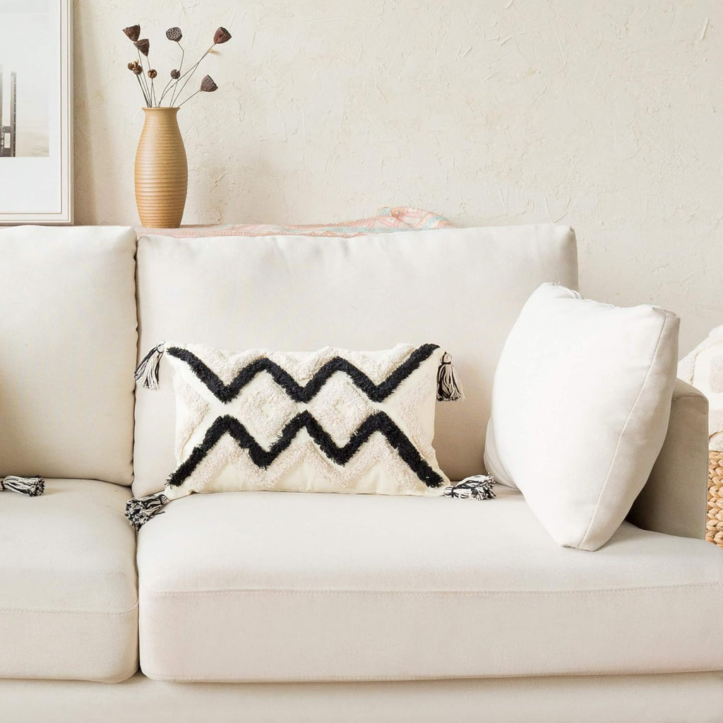 Tufted Boho Fabric Throw Pillow Cover — 20" - View 5