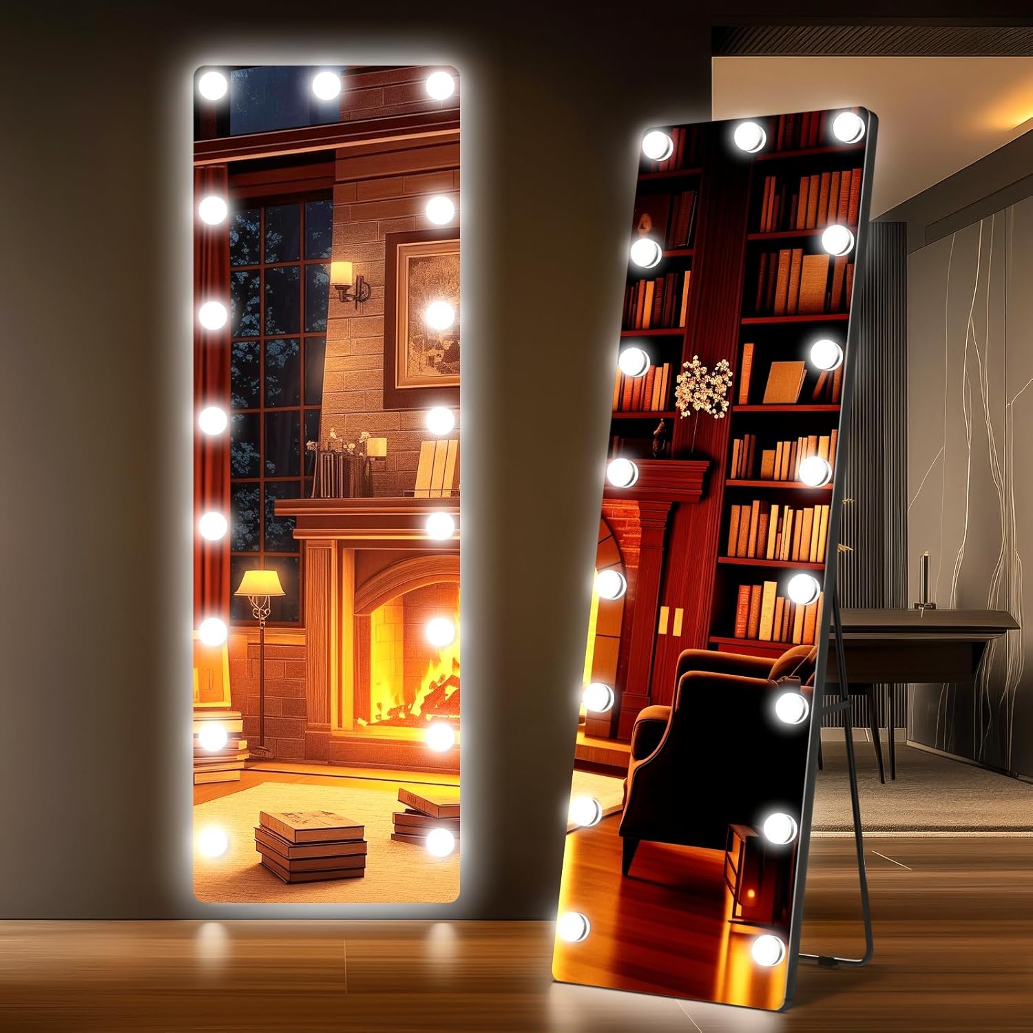 Adjustable Black Vanity Mirror — 56" — Hollywood