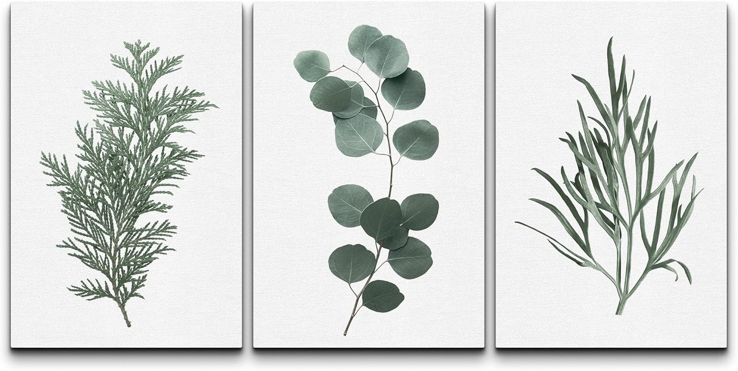 Framed Boho Green Wall Art — 24" — 24" x 16" x 3 Panels