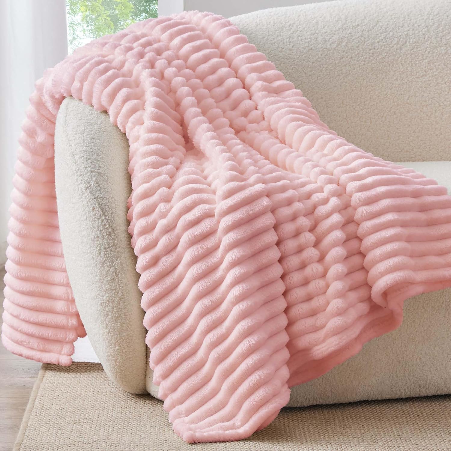 Beige Throw Pillow — 50" — Pink