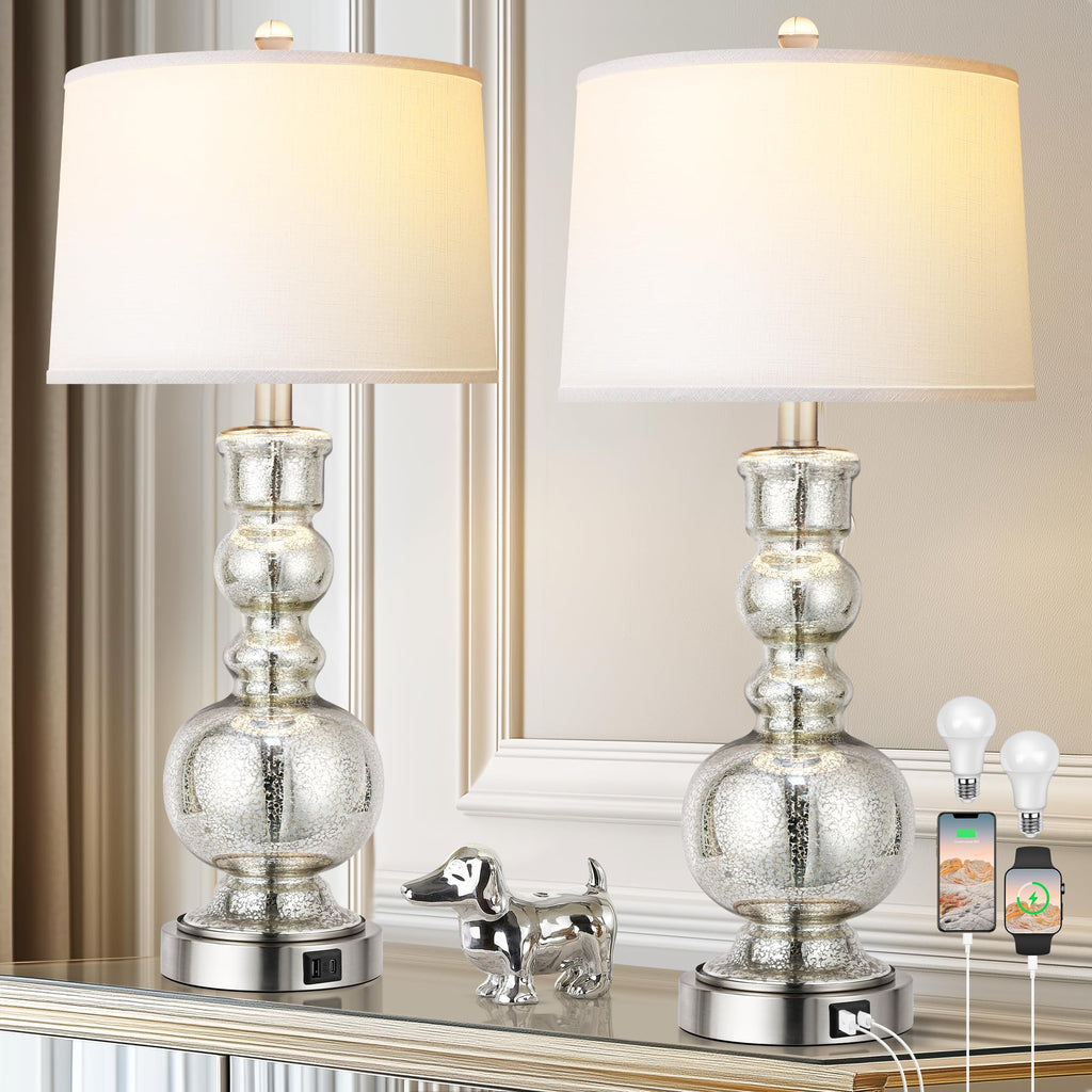 Dimmable Modern Grey Table Lamp — Set of 2