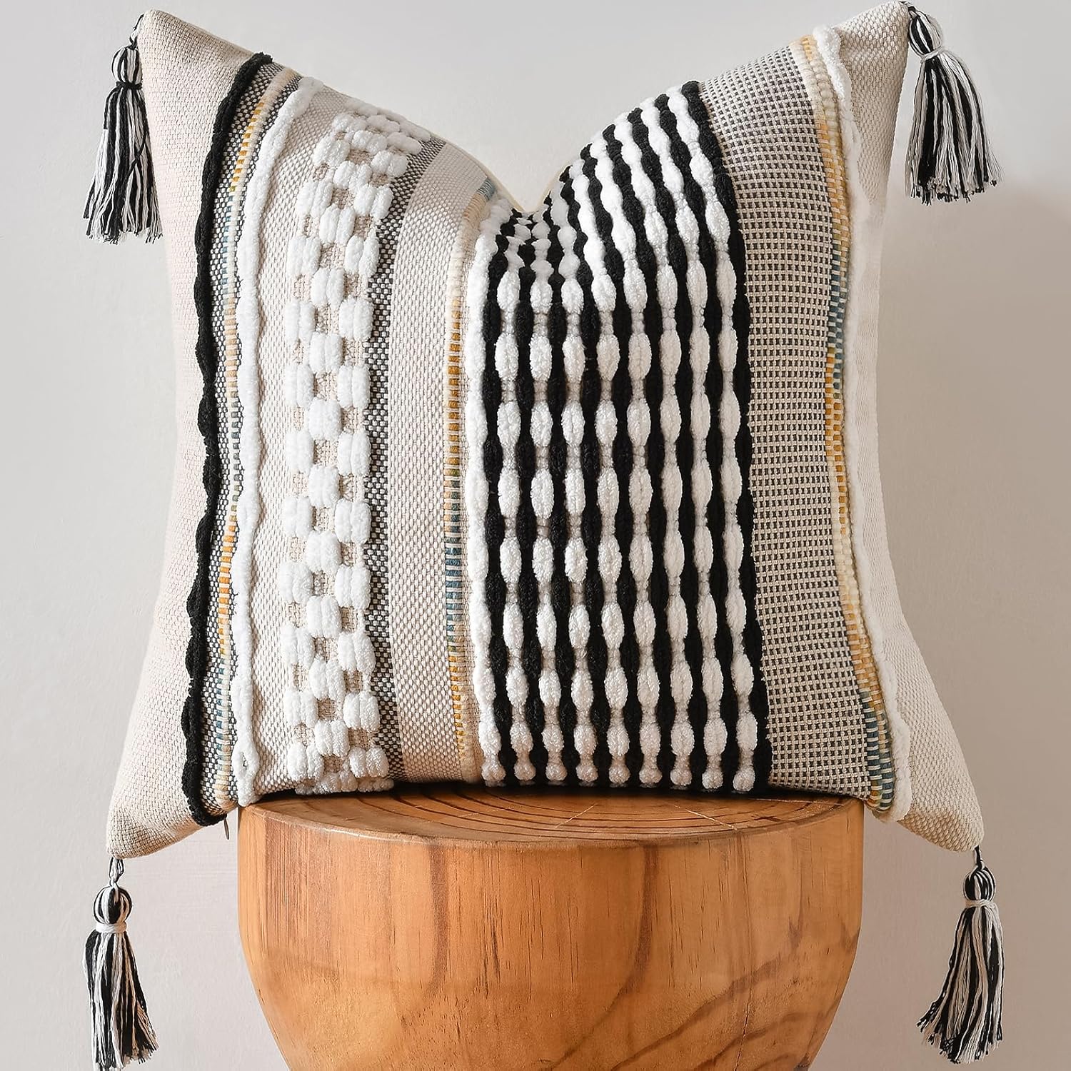 Chenille Boho Beige Throw Pillow Cover — 18" — 18" x 18" (Pack of 1)