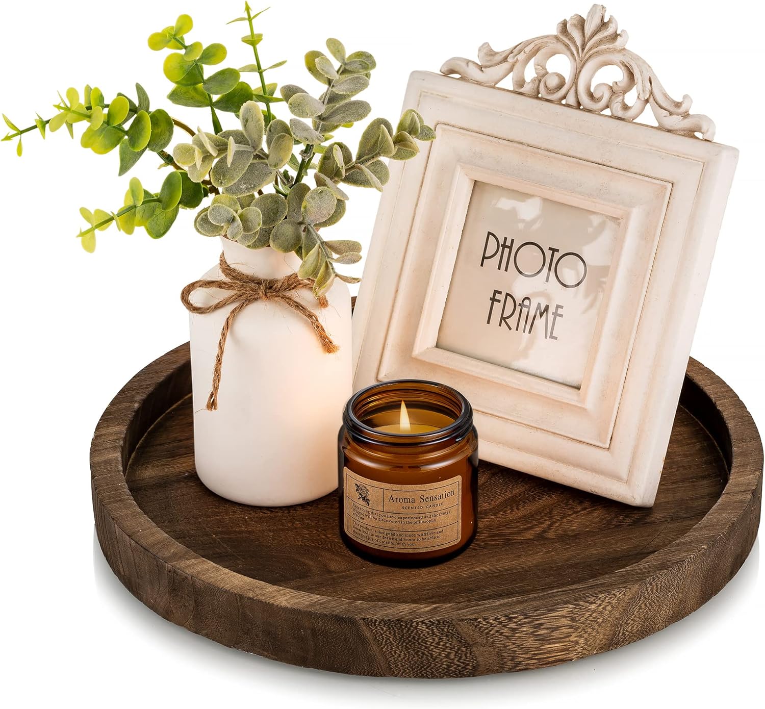 Round Farmhouse Brown Candle — Brown-1pc