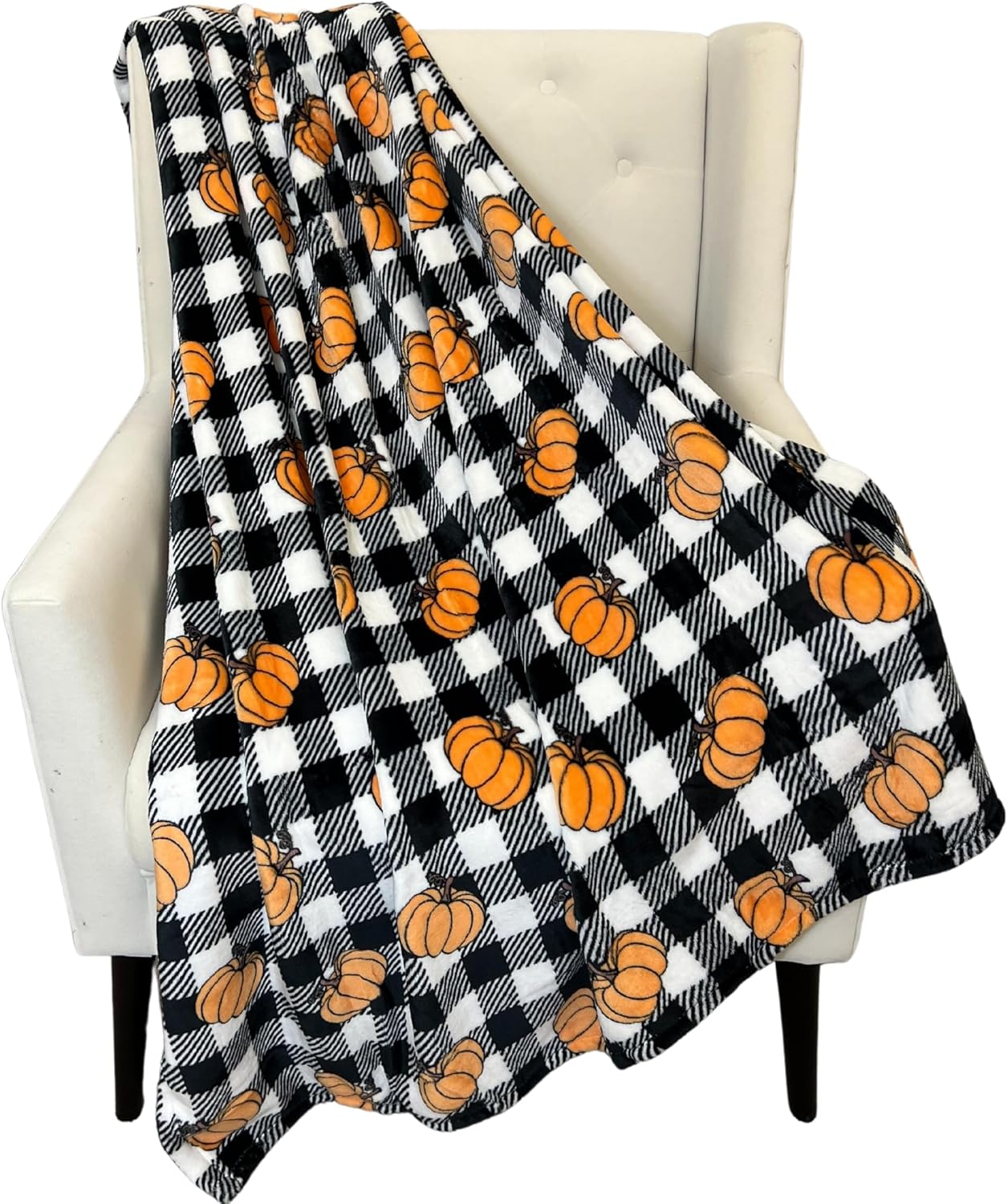 Oversized Brown Throw Pillow — 50" — Plaid Pumpkins