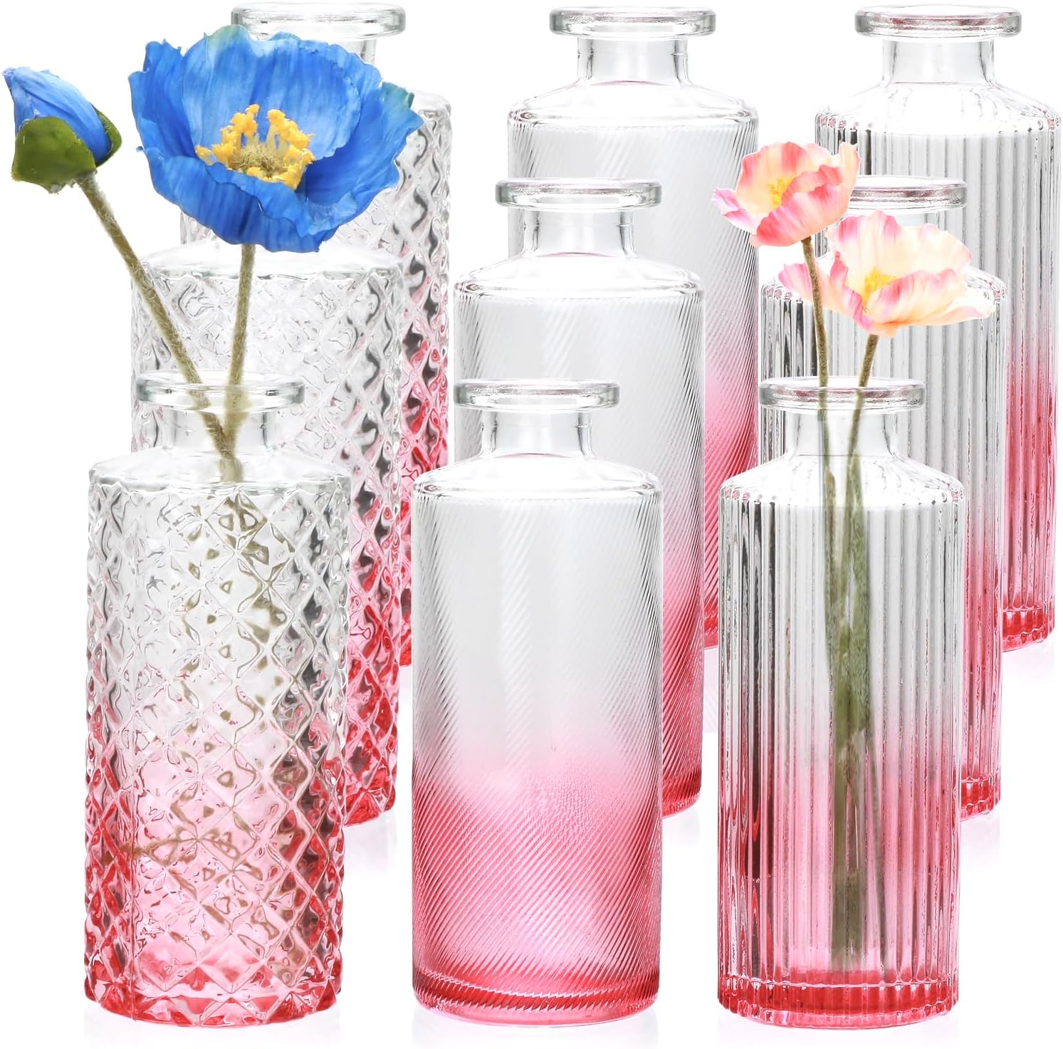 Farmhouse Black Flower Vase — Set of 32 — Pink