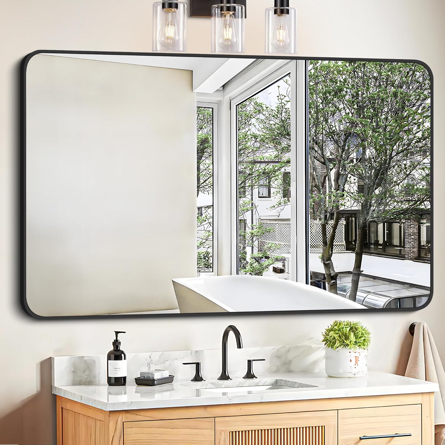 Black Wall Mirror — 24" — Black