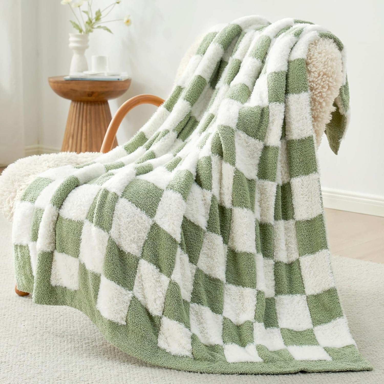 Beige Throw Pillow — 50" — Green White