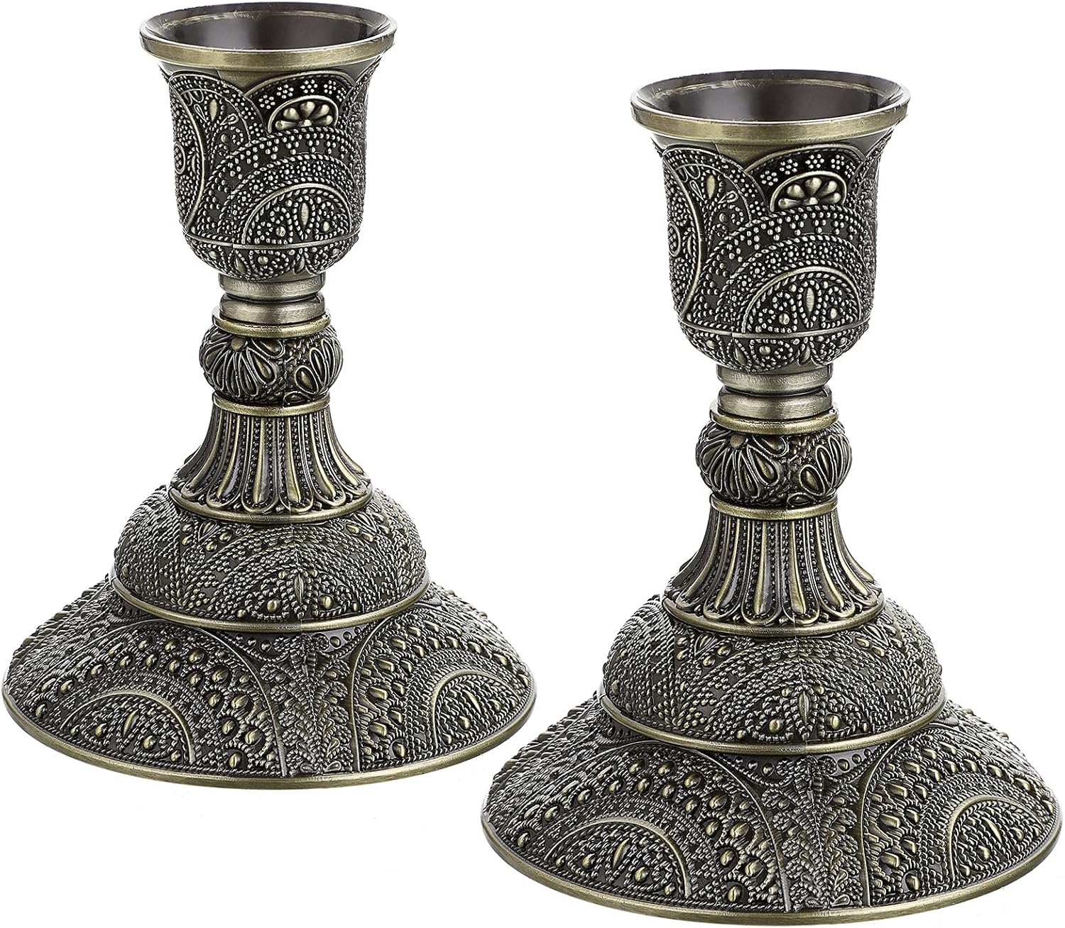 Vintage Luxe Gold Pillar Candle — Set of 2 — Antique Bronze