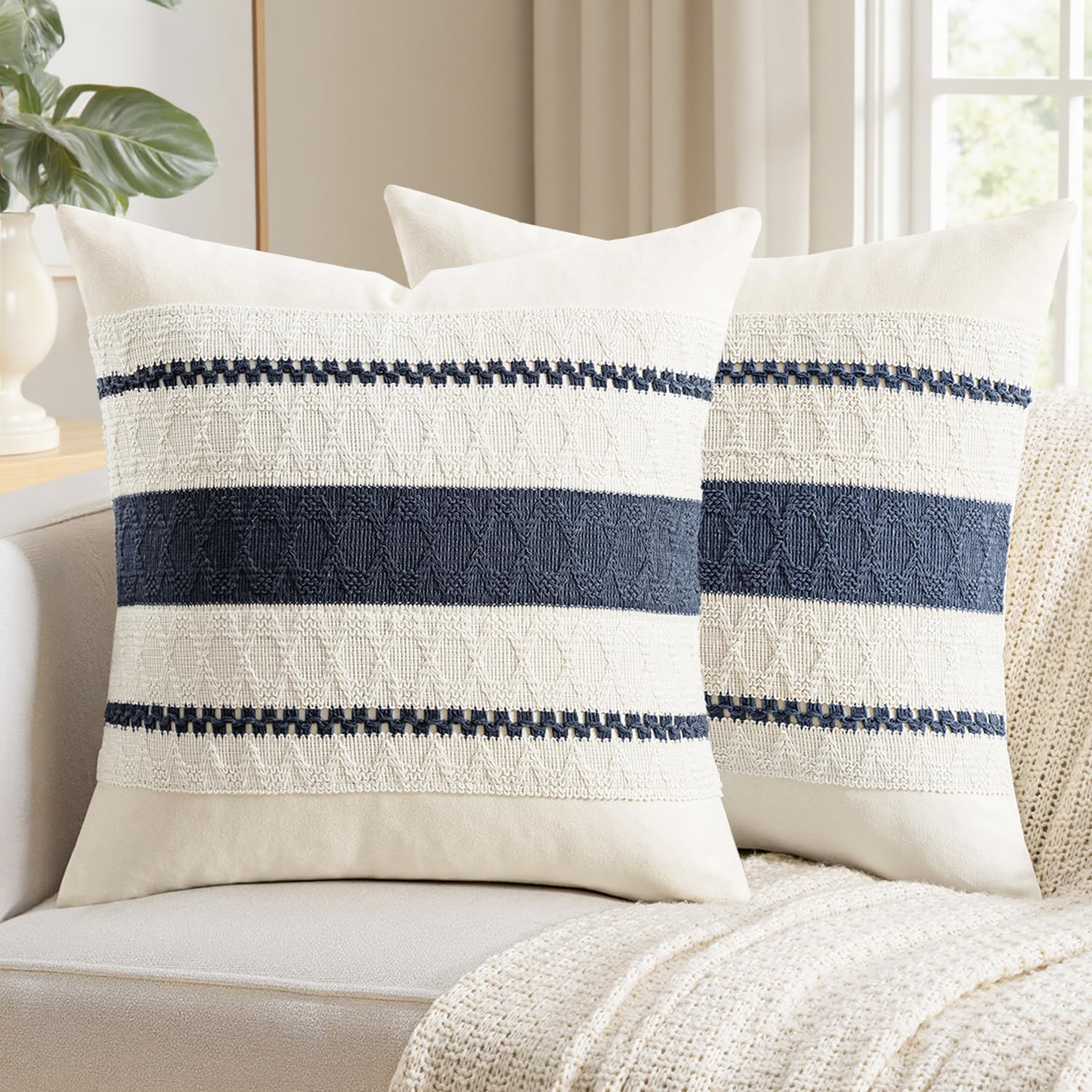 Boho Beige Pillow Cover — 18" — 20" x 20" (Pack of 2)
