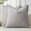Linen Boho Beige Throw Pillow Cover — 20" — Light Grey