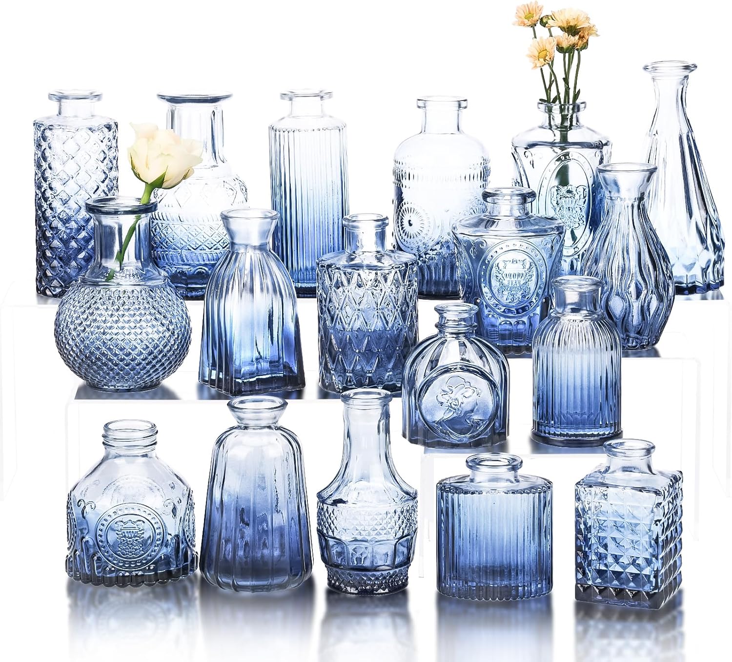 Vintage Blue Flower Vase — Set of 5 — Blue