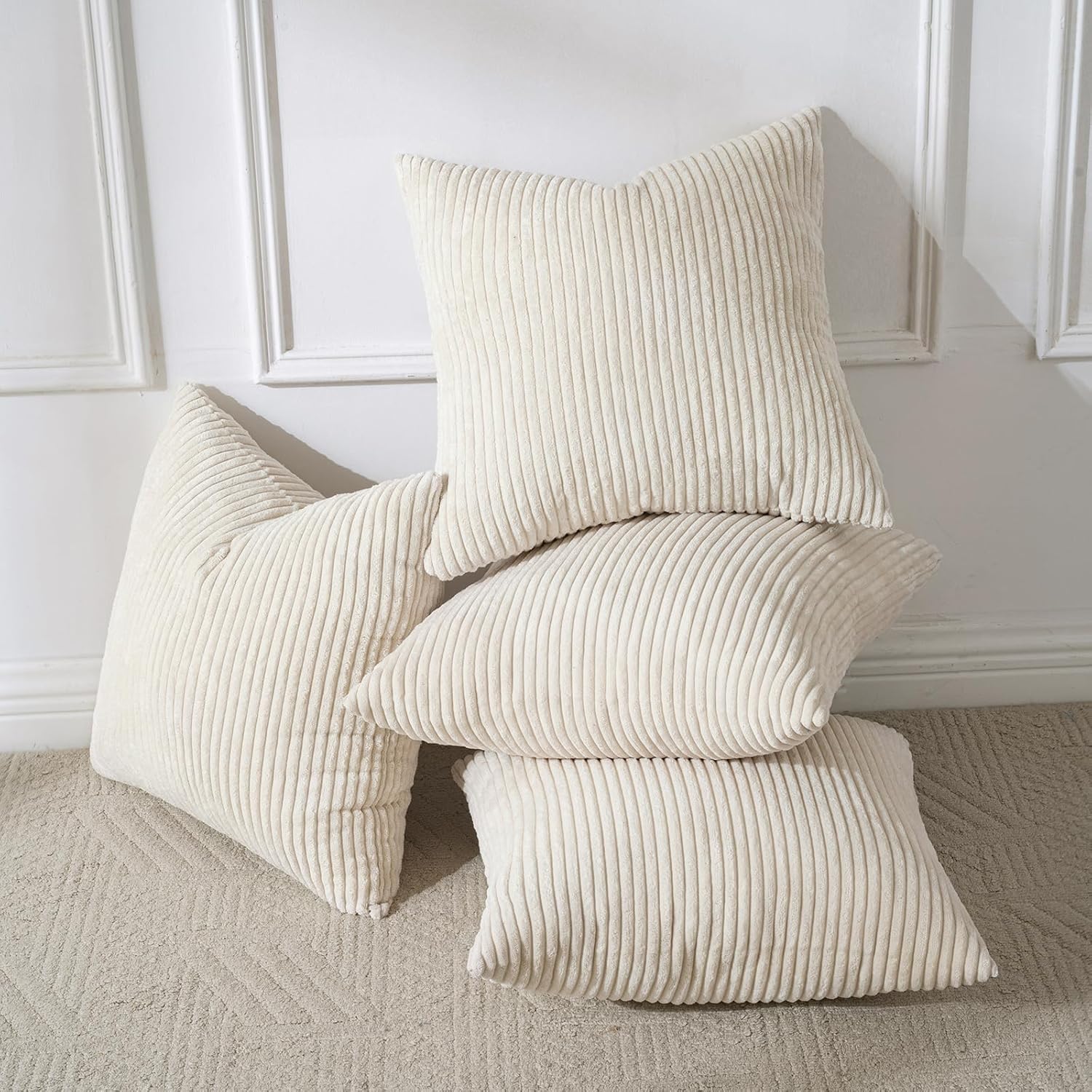 Boho Beige Throw Pillow Cover — 18" — Beige