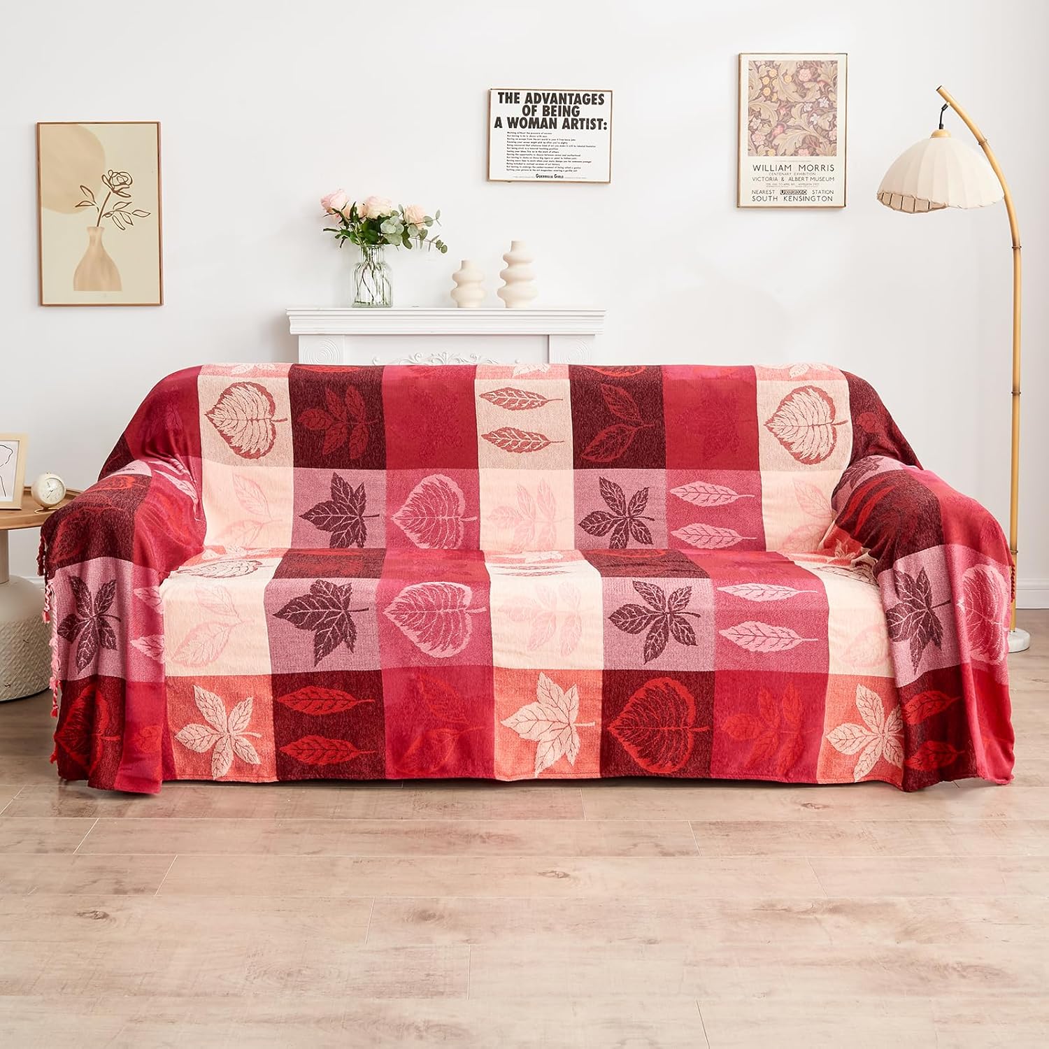 Chenille Boho Black Throw Pillow — 60x75 — Red&pink